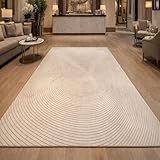 Generisch Teppich Quadratisch,Abstraktes modernes Beige-Grau, 180 x 180 cm, Kurzflor Wohnzimmerteppich, Anti-Rutsch Unterseite, Waschbarer Schlafzimmerteppich,