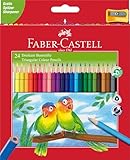 FABER-CASTELL 120542 - Buntstifte Set Dreikant, 24 Malstifte und Anspitzer, für Kinder und Erwachsene