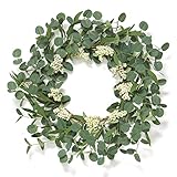 Betylifoy Künstliche Eukalyptus Kränze für die Haustür Frühlings Sommer Kranz 55cm Große Grün Türkranz mit Beeren Willkommen Kränze Türkranz Ganzjährig für Wände Fenster Bauernhaus Türdekoration