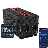 EDECOA Wechselrichter 12v auf 230v Pure Wave 2000w Spannungswandler Fernbedienung Pro 2X USB Kann Batterietyp wählen FLD AGM Gel LiFePo4 Eco Modee sine Wave (2000w Fernbedienung PRO)