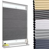 WOLTU Plissee ohne Bohren Klemmfix Wabenplissee Verdunkelung Thermo Jalousie Sonnenschutz und Sichtschutz Dunkelgrau 90x130cm Fenster Rollo für Innen & Tür