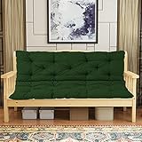 Dicke, dunkelgrüne Veranda-Schaukelbankkissen mit Rückenlehne, 2-/3-Sitzer-Ersatz-Sitzpolster für Terrassen-, Garten- und Terrassenmöbel, 100 x 100 x 8 cm