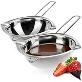 com-four® 2x Wasserbad-Schmelztopf - Schmelzschale mit 2 Ausgüssen - Langlebige Wasserbad-Schmelzschüssel - Rostfreier Edelstahl (2 Stück - 260ml)