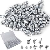 180 Stück Schmiernippel Sortiment Set, M6 M8 M10 Gerade und Abgewinkelt 45° 90° Kegelschmiernippel aus Verzinktem Eisen, Schmiernippel mit Aufbewahrungsbox, Ideal für Schmierpressen