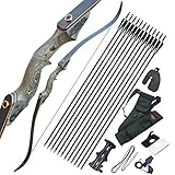 EinMAIQi Recurvebogen 60 Zoll Pfeil und Bogen Set Erwachsene Bogenschießen Bogen und Jagdpfeil Set Rechte Hand 30lb 40lb 50lb 60lb (30lb)