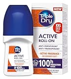 Triple Dry Anti-Transpirant Roll-On Active | Deoroller gegen starkes Schwitzen | Antibakterielles Deodorant für 100 h Schutz | Parfümfrei | Für Frauen & Männer | 50ml