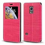 Schutzhülle für Samsung Galaxy S5 Mini, Luxus-Holzmaserung, Leder, mit Kartenschlitz, Benachrichtigungsfenster, magnetisch, Klappetui für Samsung Galaxy S5 Mini, Rosa