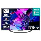 Hisense 55U7KQ 139 cm (55 Zoll) Fernseher 4K Mini LED ULED HDR Smart TV, Quantum Dot, 120Hz, HDMI 2.1, Game Mode Pro, Dolby Vision IQ & Atmos, Bluetooth, Alexa Built-in, Anthrazit [2023]