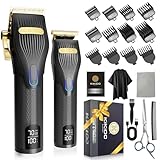 KIKIDO Haarschneidemaschine für Männer + T-Blade Trimmer Kit, Wiederaufladbarer Barber Trimmer mit LCD Display & Führungskämme zum Haarschneiden, Schnurlose Haarschneidemaschine für Männer,