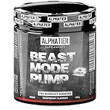 Alphatier Beastmode Pump Booster ohne Koffein + Creatin - klumpenfrei - Pre Workout 360 g Pulver - hochdosiert mit Beta Alanin, Citrullin, Arginin