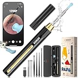 Kekoy P8 Ohrenschmalz Entferner Otoskop, 1920P HD Ohrenreiniger Kamera, IP67 Wasserdicht Wifi Ohrreiniger mit Lichtern für iOS & Android, Ohr Kamera für Erwachsene & Kinder(Schwarzgold + Papa)
