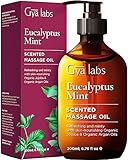 Gya Labs Eukalyptus Minze Massageöl für Massagetherapie, schmerzende Muskeln und Haut – hergestellt mit Jojoba, Argan, Sonnenblume, süßer Mandel, Vitamin E und Eukalyptusöl (200 ml)