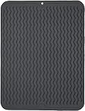 Umweltfreundliche Abtropfmatte aus Silikon, 50x40 cm, hitzebeständig und rutschfest, Silikon-Abtropfmatte für Geschirr (Schwarz)
