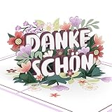 papercrush® Pop-Up Karte Dankeschön - 3D Dankeskarte mit Blumen zum Danke sagen (Verabschiedung von Kollegen, Geschenk für Lehrerin, Erzieherin, Hebamme & Postbote), Vielen Dank für alles Karte