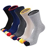 Herren Zehensocken Baumwolle Männer Fünf Finger Socken Sport Laufende Socken mit Zehen, EU 39-44, 3/4/5 Paare, Bunte Zehen-5 Paare, EU 39-44