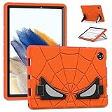 Hülle für Samsung Galaxy Tab S10 FE 2025/Tab S9 FE/Tab S9 2023, Samsung Tab S8/S7, robuste Stoßfest Schutzhülle Silikon Case für Kinder mit Ständer,Orange schwarz
