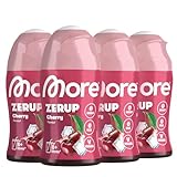 MORE Zerup, Cherry, 4 x 65 ml, für bis zu 32 l Fertiggetränk, zuckerfreier Sirup mit echten Fruchtextrakten, vegan, zero Kalorien - made in Germany