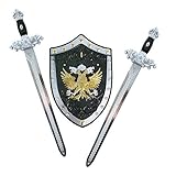 Rappa 197831 Verkleidung Zubehör Schild und Zwei Schwerter für tapfere Ritter - Länge 49 cm