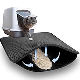 Katzenklo Matte, 46×60cm Waben Design Katzenstreu Matte, wasserdichte Doppelte Matte Katzenklo, Faltbar Katzenmatte Katzenklo, Katzenstreu Unterlege, Matte Katzentoilette, Cat Litter Mat, Schwarz