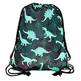 HECKBO Dinosaurier Turnbeutel für Kinder - Wasserdicht, Verstellbare Kordeln, Leicht zu Reinigen - Sportbeutel Junge Mädchen, Dinosaurier, 40cm x 32cm, Polyester & Baumwolle