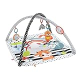 Fisher-Price Tierfreunde Kontrast-Spieldecke, Spielbogen, mit Musik und Licht, Krabbeldecke für Baby, zum Spielen im Bauchlage, Baby Ausstattung, ab Geburt, HPF39