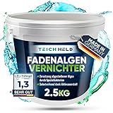 TeichHeld Fadenalgenvernichter teich [360° Schutz für Fische] 2,5kg Extra schnell & effektiv Dank 2in1 Wirkung mit LangzeitEffekt algenmittel algenvernichter algenentferner algen entferner algenstopp