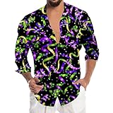 Hawaii Hemd Männer - Karneval Langarmshirt Casual 3D Druck Hawaii Langarmshirts Tops (Black XL)