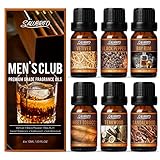 SALUBRITO Männer Ätherische Öle Set, Holz Duftöle für Diffuser, Aromatherapie Öl für Kerzenherstellung - Sandelholz, Teakholz, Lorbeer-Rum, Schwarzer Pfeffer, Vetiver, Geschenk für Männer