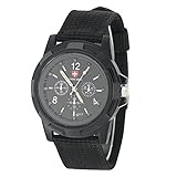 Brrnoo Militär Uhr Armbanduhr Herren, Elektronische Einfache Analoge Armbanduhr, Unisex Erwachsene Analoge Uhr mit Rundem Nylonband Militär Armbanduhr Outdoor Uhr Männer Geschenk(01)