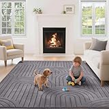 Puremy Wohnzimmerteppich, Kurzflor Teppich Wohnzimmer Schlafzimmer Kinderzimmer mit Hoch-Tief-Effekt, 3D Effekt, hohe Flordichte und angenehm weich, Moderner Bogenförmiges Design, 160x220cm, Grün