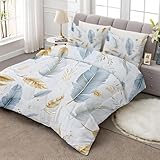 Bettdecke 135x200 Federn Steppdecke 135x200 Tierfell 4 Jahreszeiten Bettdecken mit 2 Kissenbezug, Waschbar Microfaser Bettzeug, Warme Weiche Bettdecke ohne Bezug Q560