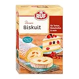 RUF Biskuit Teig, Backmischung für einen saftigen Biskuitteig, gelingsicher und schnell zubereitet, zur Herstellung von Biskuitrollen, Biskuitkuchen oder Tortenboden, 1 x 250g