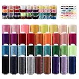 NäHgarn Set,400 Yard 36 farbigen Nähgarn und 36 Unterfadenspulen Qualitätsgarn, Grundausrüstung, die für Gemeinkosten -Nähmaschinen und Nähmaschinen geeignet sind