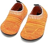 BARFULKER Hausschuhe Kinder Mädchen Hüttenschuhe Jungen Lauflernschuhe Baby Pantoffeln Bequem Leicht Rutschfeste Kleinkinder Lauflernschuhe Turnschläppchen Barfußschuhe Slippers(Orange,30/31 EU)