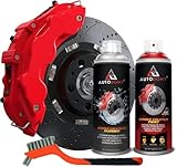 AUTODOMY Bremssattellack Set Spray Sprühfolie für Bremssattel 400ml mit Hoher Temperaturbeständigkeit | Bremssattellack Rot + Bremsreiniger + Stahlbürste für Caliper von Auto und Motorrad