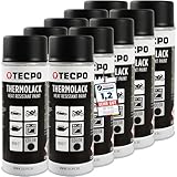 TECPO Thermolack Spray Dose 10x400ml Auspufflack Autolack Ofenlack Bremssattellack hitzebeständig bis 800°C schnell trocknend Auto Lackspray Schwarz Matt schützt Motor und Auspuff vor Rost (10er-Pack)
