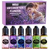MISIJI Flower Ätherische Öle Set für Diffuser, Aromatherapie Duftöl GeschenkSet, Duftöle für Diffuser,Kerzenherstellung,Mestery Rose, Kirschblüte, Luxus Veilchen, Rosmarin, Vanille, Lavendel