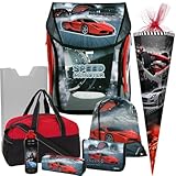 Pridera Speed Monster - Auto - Como Spirit Schulranzenset 8tlg. mit Sporttasche Trinkflasche Schultüte N