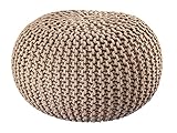 Abato Premium Sitzhocker Strick-Hocker Pouf extra stabil 45x45x30cm 100% Baumwolle, vom Designer entwickelt und kontrolliert, echte Handarbeit (beige)
