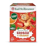 Bad Heilbrunner Bio Bärenstarker Kindertee Erdbeere Orange - Früchtetee mit Vitamin C, Unterstützt das Immunsystem, Vegan & Glutenfrei (5 x 15 Filterbeutel)