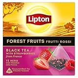 Lipton Schwarztee Forest Fruits, mit Erdbeeren aus Frankreich, für einen Moment der puren Freude, Pyramidenbeutel, 20 Stück