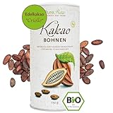 Kakaobohnen Criollo (Bio Roh Vegan) Ganze Kakao-Bohnen Ungeröstet - Als Toppings für Porridge, Backfeste Schokodrops oder zum Knabbern - Theobroma Cacao Organic Raw Whole Cocoa Beans | PureRaw 250g