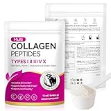 Kollagen Pulver, Collagen Pulver Hochwirksames 5-Typen Kollagen Peptide Pulver 454g | Peptid Typ 1 & 3, Mit Vitamin C, Hyaluron & Biotin | Geschmacksneutral für Haut, Gelenke, Haare