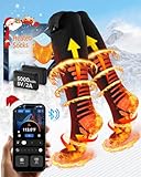 2025 Upgraded Beheizbare Socken mit APP Steuerung, 5000mAh 5V Wiederaufladbare Heizsocken, 3 Wärmeeinstellungen & 360° Heizung Beheizte Socken, Waschbare Beheizbare Socken Damen Herren für Ski Jagen