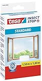 tesa Insect Stop STANDARD Fliegengitter für Fenster - Insektenschutz zuschneidbar - Mückenschutz ohne Bohren - 1 x Fliegen Netz weiß - 150 cm x 180 cm