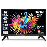 TuTu Fernseher 24 Zoll (60 cm) HD LED TV mit Triple Tuner (DVB-T/T2-C-S/S2), USB Media Player, HDMI, VGA, CI/CI+, Hotelmodus (2024, 220 Volt)