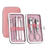 FAJNUZI2024 Maniküre Set 8-teiliges Set Ergonomisch Präzise Vielseitig for den Einsatz zu Hause und im Salon Nagelpflege Essentials Maniküre Trending Nagelschere Set(Pink)