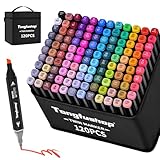 Tongfushop 120 Farben Alcohol Marker Set, DoppelspitzeAlkoholmarker, 2S Sekunden Schnelltrocknend Permanent Stifte für Zeichnen, Manga, Sketching, Illustration - Ideal für Künstler, Designer, Anfänger
