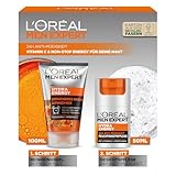 L'Oréal Men Expert Pflegeset gegen müde Haut für Männer, Geschenkset mit Waschgel und Gesichtscreme 24H Anti-Müdigkeit, Geschenk für Herren mit Vitamin C, Hydra Energy, 1 x 100 ml, 1 x 50 ml