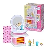 BABY born Bath Waschtisch, interaktiver Puppenwaschtisch mit Licht- und Soundfunktion, Zahnbürste, Zahnputzbecher, Seifenspender und Handtuch, 832707 Zapf Creation